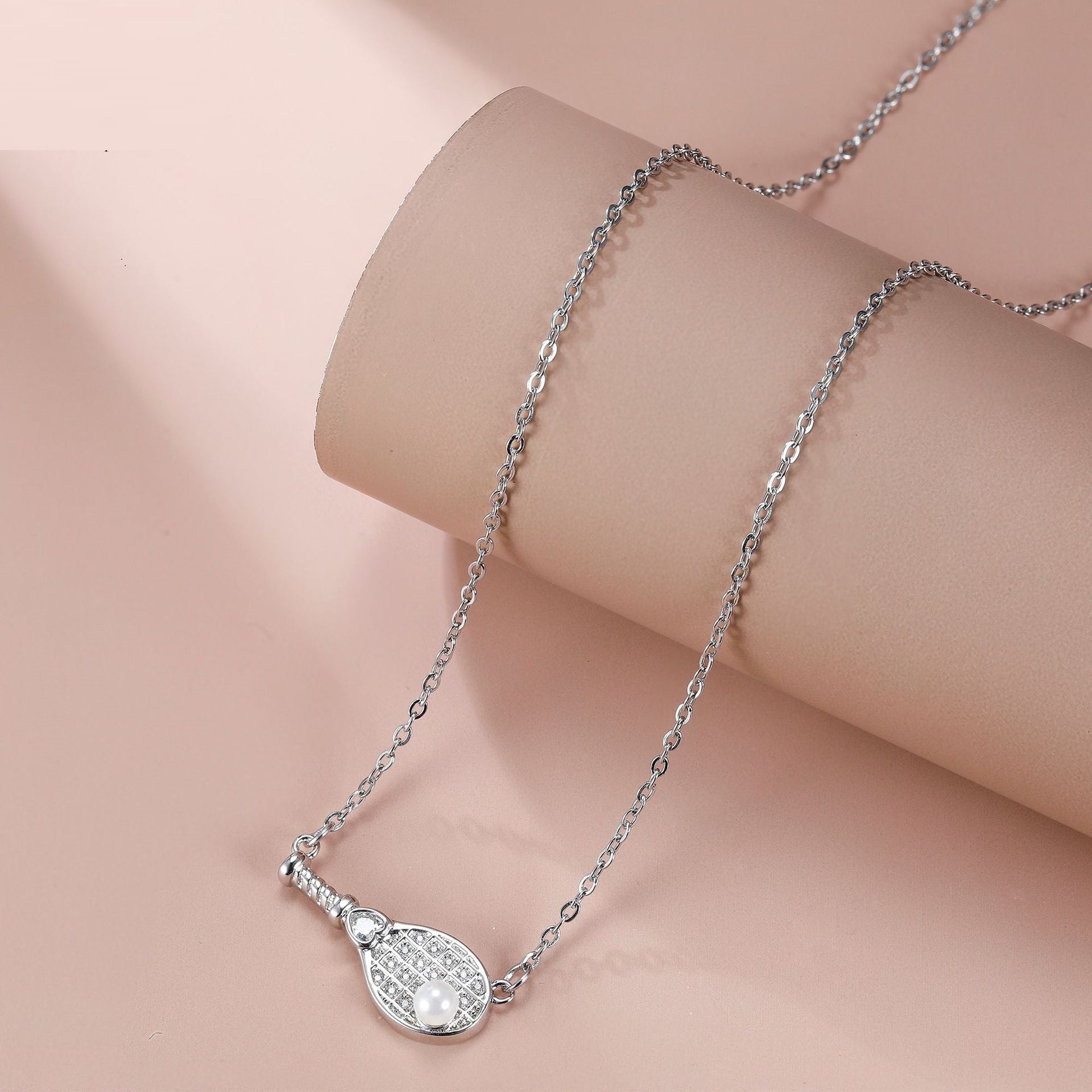 European And American Badminton Racket Necklace Women's Advanced Simple Jewelry